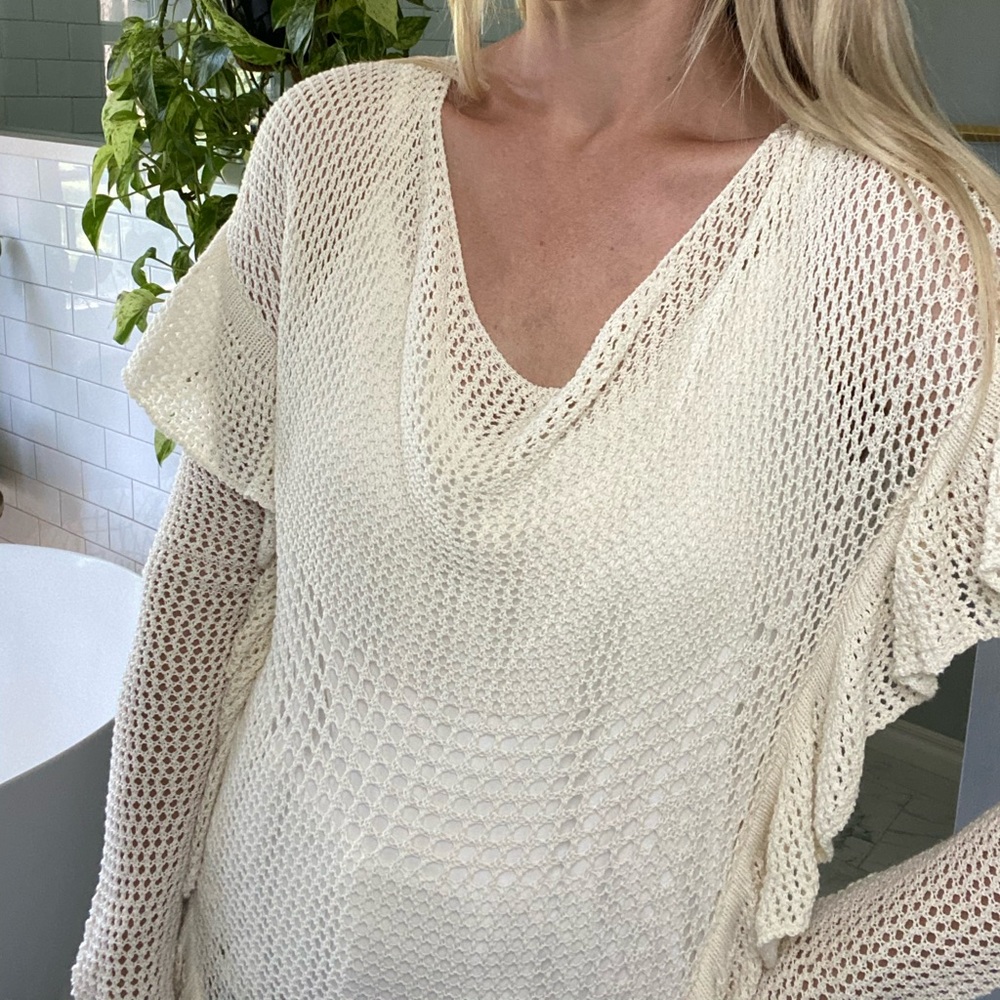 Anthropologie Angel of the North ivory crochet top - Picture 5 of 7